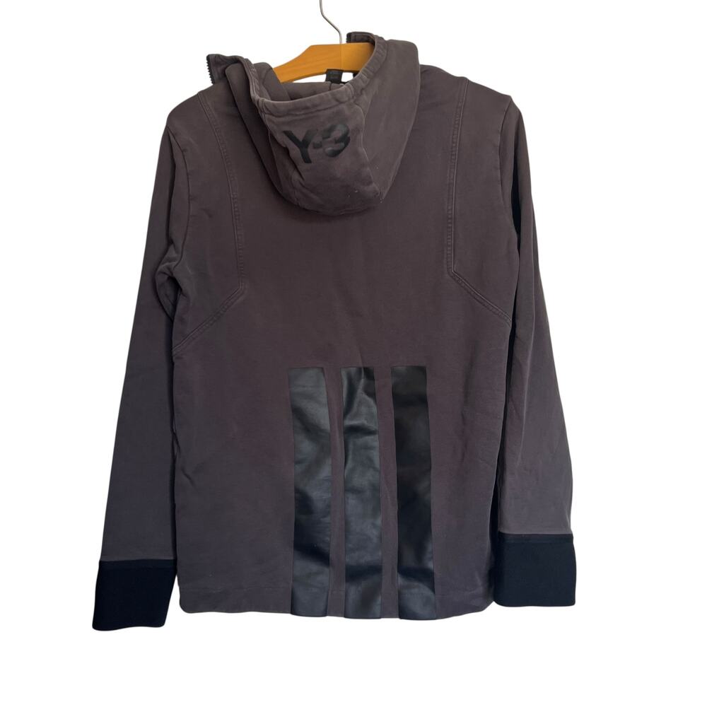 Adidas Y-3 Yohji Yamamoto Full Zip Up Sweatshirt Dark Gray 3 Stripes Cotton XS - Picture 2 of 13